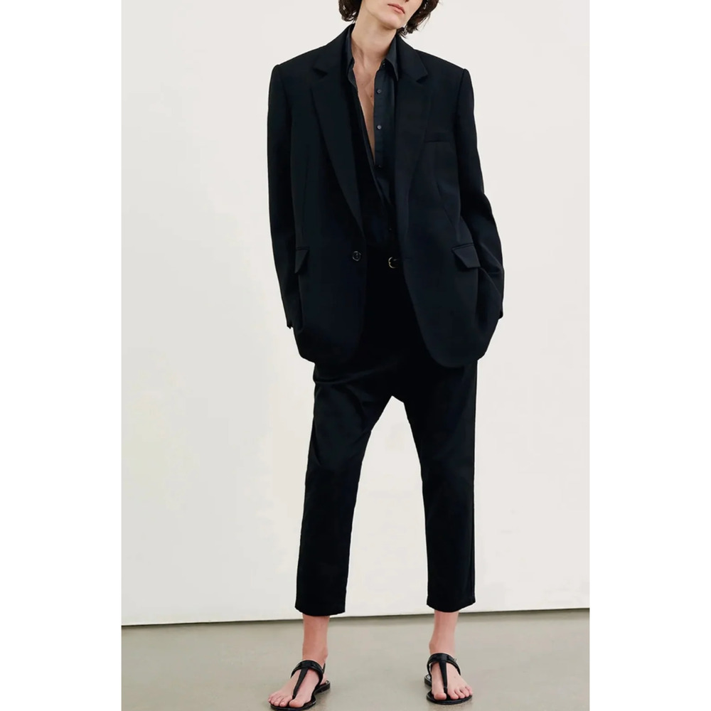 Nili Lotan 6 Paris Pants Drop Crotch Slouchy Trousers Cropped Jet Black $495 - Picture 7 of 7